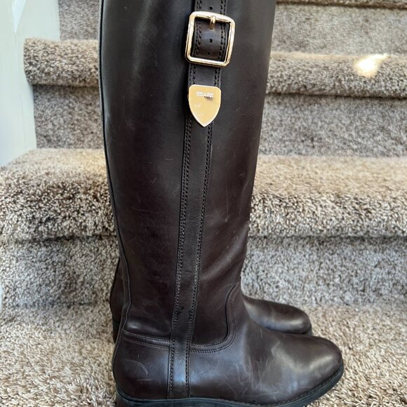 Coach Easton  Women's Tall Brown Side Zip Leather Boots. - Picture 4 of 13